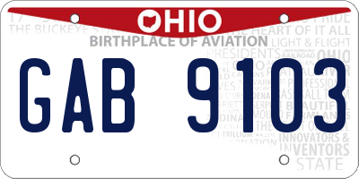 OH license plate GAB9103