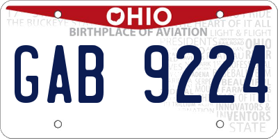 OH license plate GAB9224