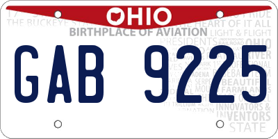 OH license plate GAB9225