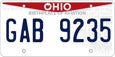 OH license plate GAB9235