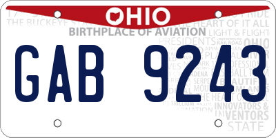 OH license plate GAB9243