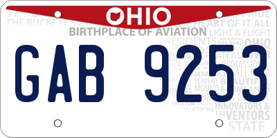 OH license plate GAB9253