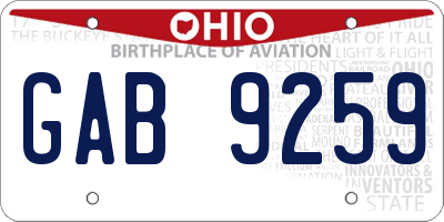 OH license plate GAB9259