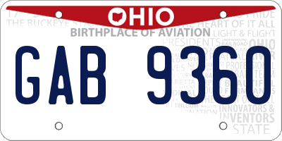 OH license plate GAB9360