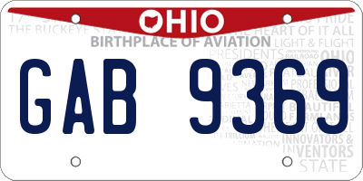 OH license plate GAB9369
