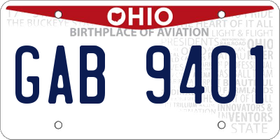 OH license plate GAB9401
