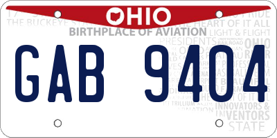 OH license plate GAB9404