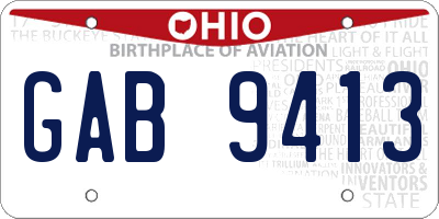 OH license plate GAB9413