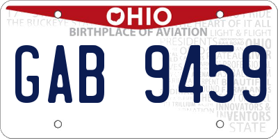 OH license plate GAB9459