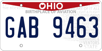 OH license plate GAB9463