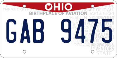 OH license plate GAB9475