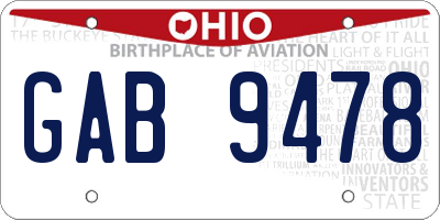 OH license plate GAB9478
