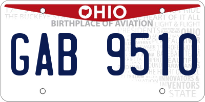 OH license plate GAB9510