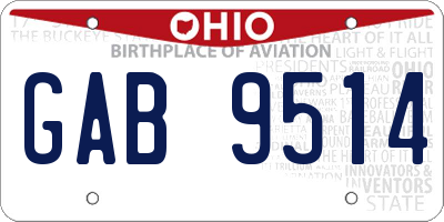 OH license plate GAB9514