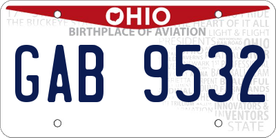 OH license plate GAB9532