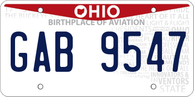 OH license plate GAB9547