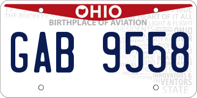 OH license plate GAB9558