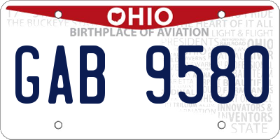 OH license plate GAB9580