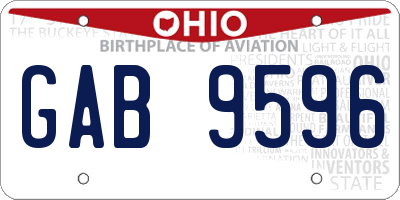 OH license plate GAB9596