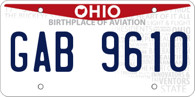 OH license plate GAB9610