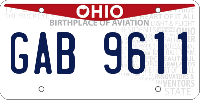OH license plate GAB9611
