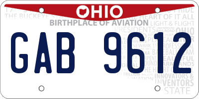 OH license plate GAB9612