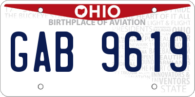 OH license plate GAB9619