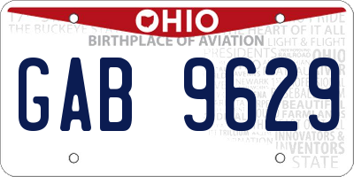 OH license plate GAB9629