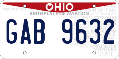 OH license plate GAB9632