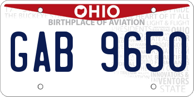 OH license plate GAB9650