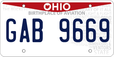 OH license plate GAB9669