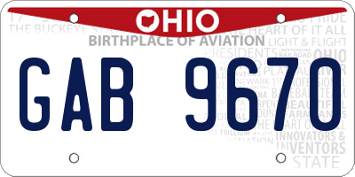 OH license plate GAB9670