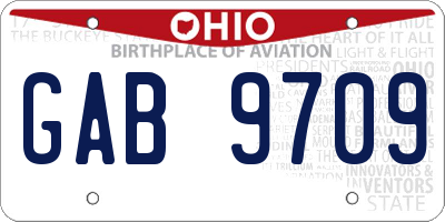 OH license plate GAB9709