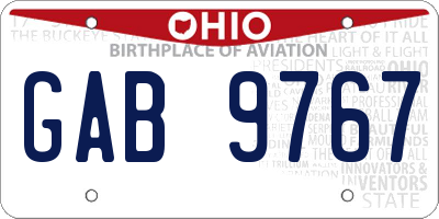 OH license plate GAB9767