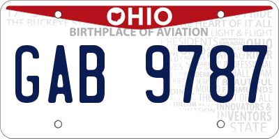 OH license plate GAB9787