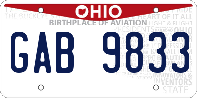 OH license plate GAB9833