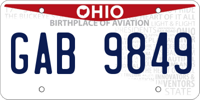 OH license plate GAB9849