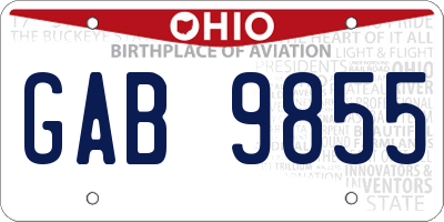OH license plate GAB9855