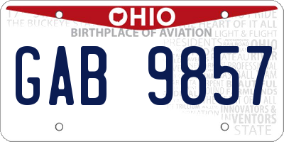 OH license plate GAB9857
