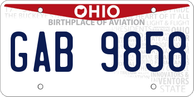 OH license plate GAB9858