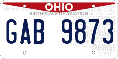 OH license plate GAB9873