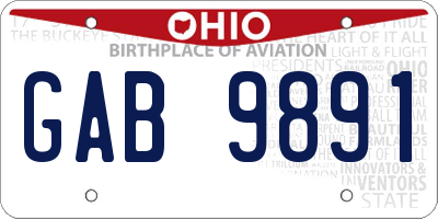 OH license plate GAB9891