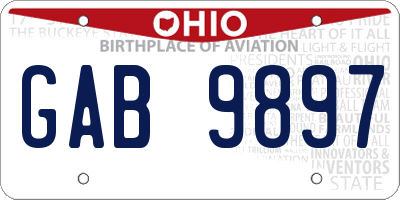 OH license plate GAB9897