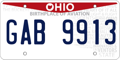 OH license plate GAB9913