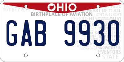 OH license plate GAB9930