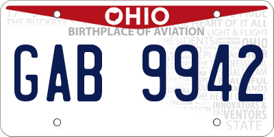 OH license plate GAB9942