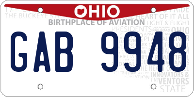 OH license plate GAB9948