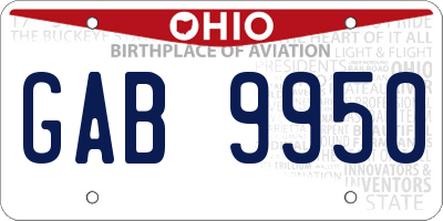 OH license plate GAB9950
