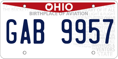 OH license plate GAB9957