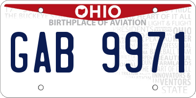 OH license plate GAB9971